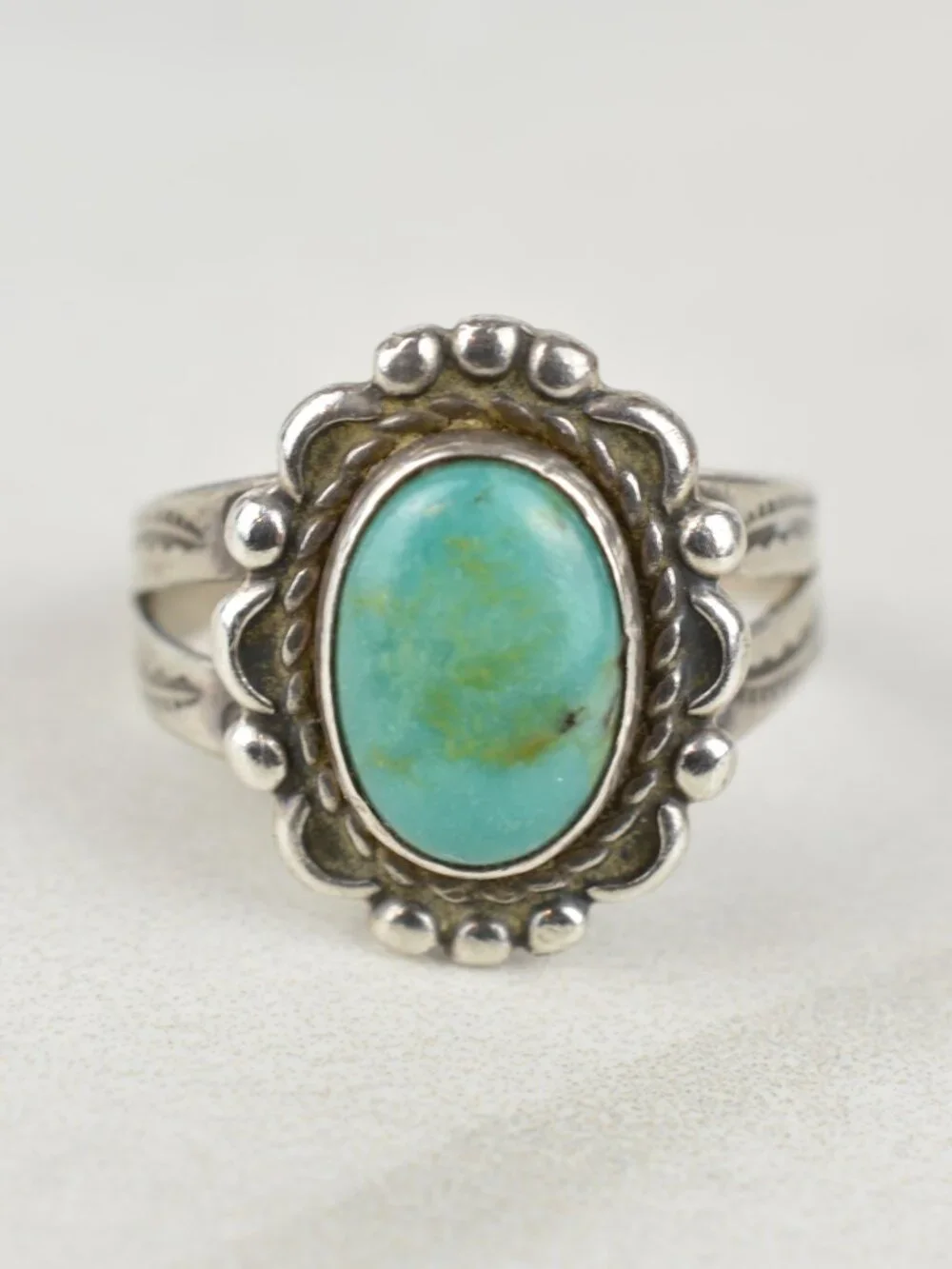 Vintage Bell Trading Post Sterling Silver Turquoise Ring Size 5 Southwestern